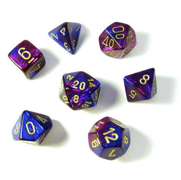 Chessex CHX26428 RPG Dice Set Gemini Blue Purple with Gold 7 pc