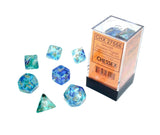 Chessex CHX27556 RPG Dice Set Nebula Oceanic with Gold Luminary 7 pc