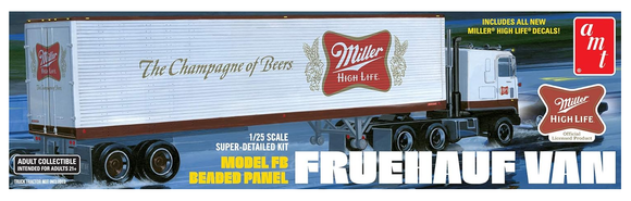 AMT1234 - Fruehauf 40' Beaded Panel Van Trailer - Miller Beer, 1:25 Scale