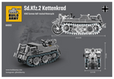 BA0002. Sd.Kfz.2 Kettenkrad, WW2 German Half Track Motorcycle. Scale 1:33