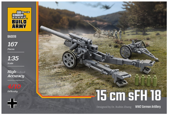 BA0018 German 15cm sFH 18 Artillery Howitzer. Scale 1:33