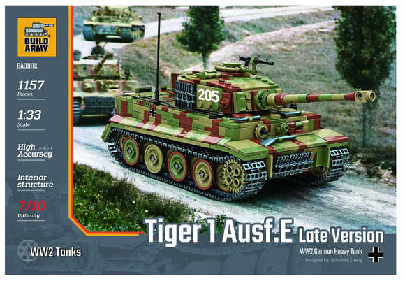 BA0181C Tiger I E Late Version Ausf E WW II German Tank. Scale 1:33