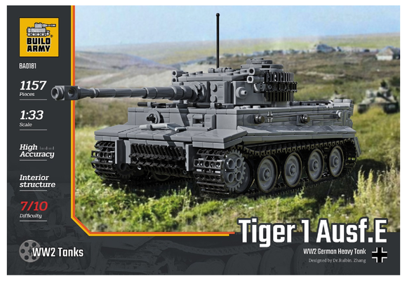 BA0181 Tiger I Ausf E WW II German Tank. Scale 1:33