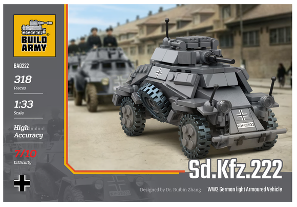 BA0222 Sd. Kfz.222. German Light Armoured Vehicle. Scale 1:33
