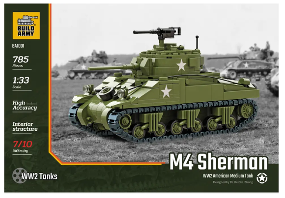 BA1001 M4 Sherman Tank. US Army WW II. Scale 1:33