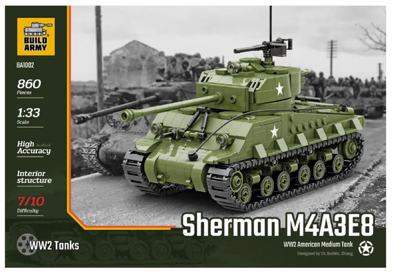 BA1002 M4A3 Easy 8 Sherman Tank. US Army WW II Scale 1:33