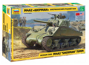 Zvezda ZV3702. M4A2 "Sherman" 75mm.  Medium Tank. 1:35 Scale