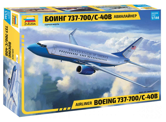 Zvezda ZV7027, Boeing 737-700/C-40B - Civil Airliner, 1:144 Scale
