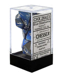 Chessex CHX26423 RPG Dice Set Gemini Blue Steel with White 7 pc