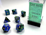Chessex CHX26436 RPG Dice Set Gemini Blue Green with Gold 7 pc
