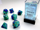 Chessex CHX26459 RPG Dice Set Gemini Blue Teal with Gold 7 pc