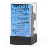 Chessex CHX27427 RPG Dice Set Scarab Royal Blue Gold 7 pc