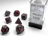 Chessex CHX27478 RPG Dice Set Velvet Black Red 7 pc