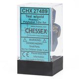 Chessex CHX27489 RPG Dice Set Phantom Teal Gold 7 pc