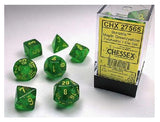 Chessex CHX27565 RPG Dice Set Borealis Maple Green Yellow 7 pc
