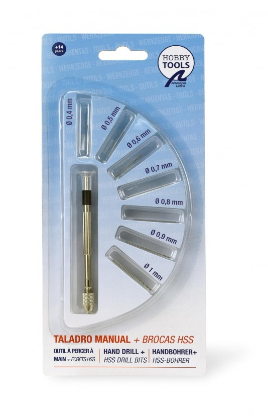 Artesania 27018-1 Mini Manual Hand Drill with 7 Drill Bits
