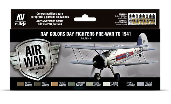 71149 Vallejo Model Air - RAF Colours Day Fighters Pre-war to 1941. 8 Colours