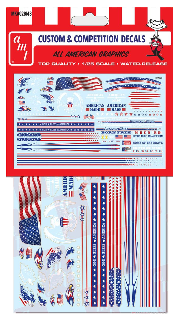 AMT MKA026, All American Graphics Waterslide Decals. Scale 1:25