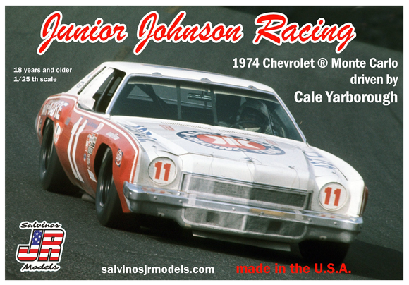 SJR-14213 Salvinos JR Models, Junior Johnson Racing, 1974 Chev Monte Carlo, Cale Yarborough. Scale 1:25