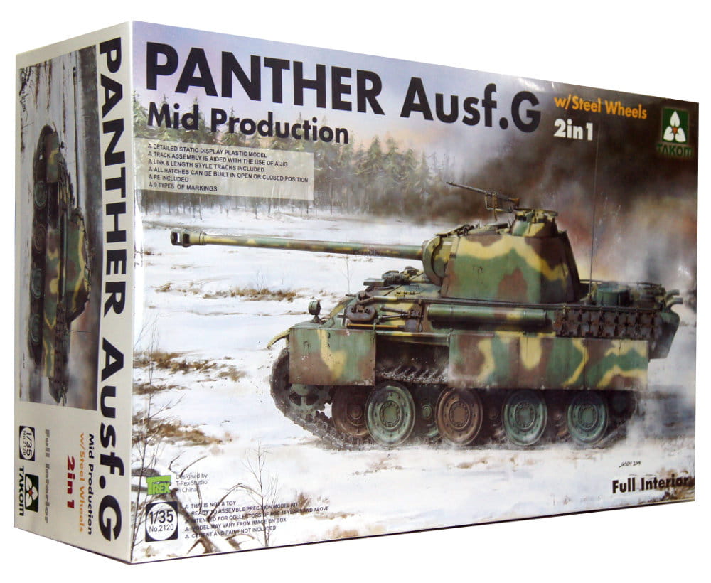 Takom 2120, WWII German Panther Ausf.G Mid Production - 2 in 1 Kit. Sc ...